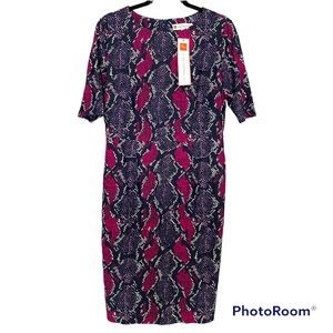 NWT Jude Connally Monique Dress Pink Purple Blue Snakeskin Medium Work